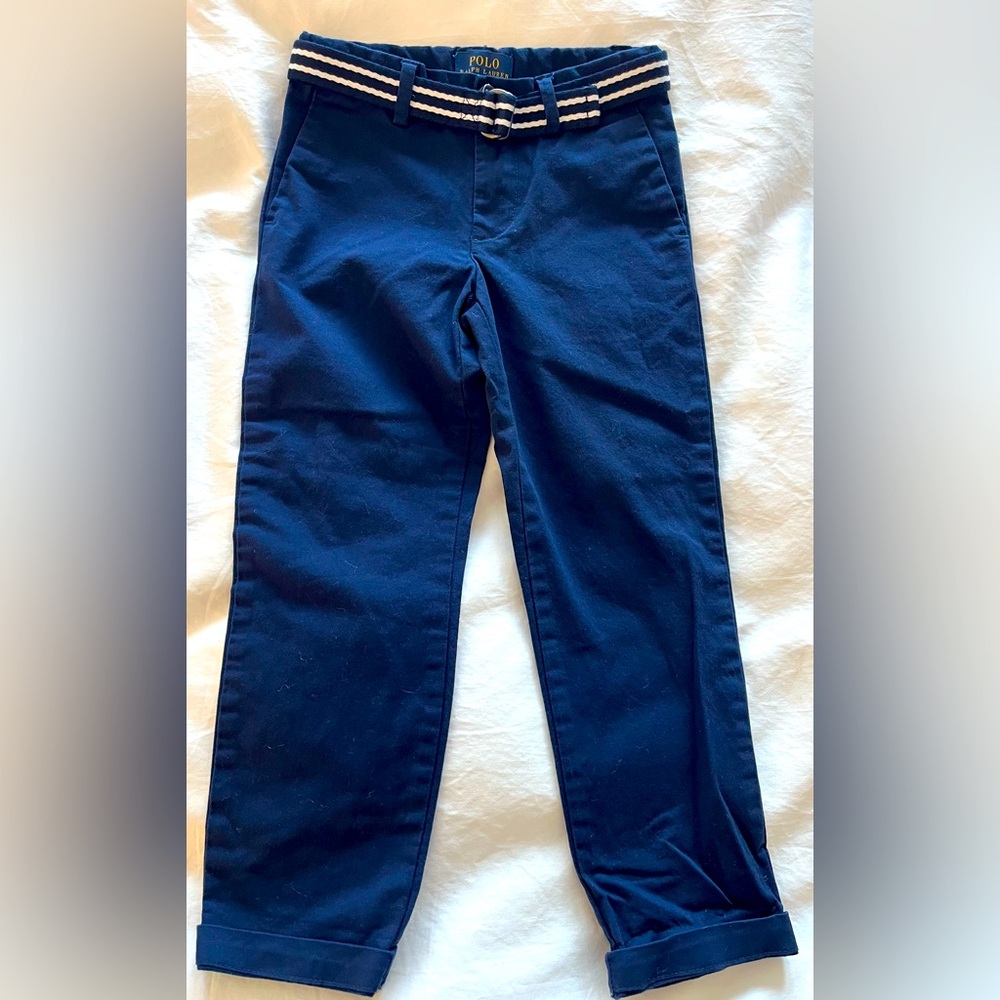 Navy Polo Ral Lauren kids pants with belt size 5